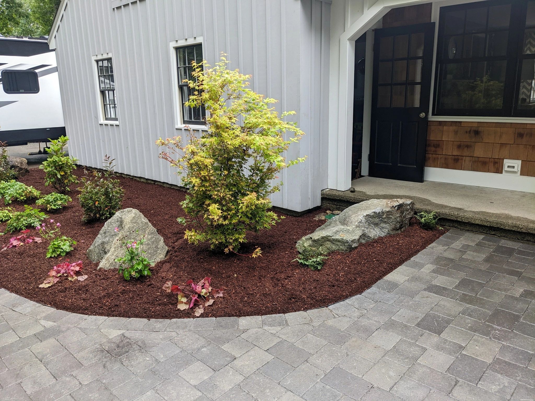 Beautifully landscaped residential exterior