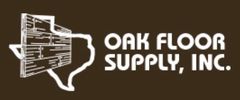 Logo of Oak Floor Supply, Inc. with a Texas outline and wood texture.
