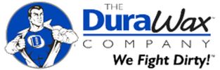 Logo of The Dura Wax Company with a superhero mascot.