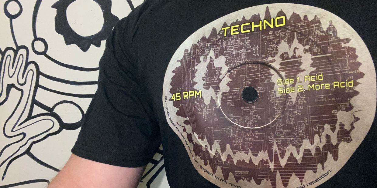 303 drum machine and record vinyl record design printed by deepape.