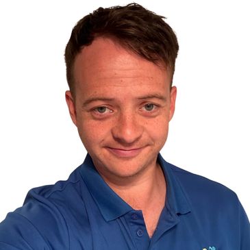 man with brown hair in a mildura disability support blue shirt