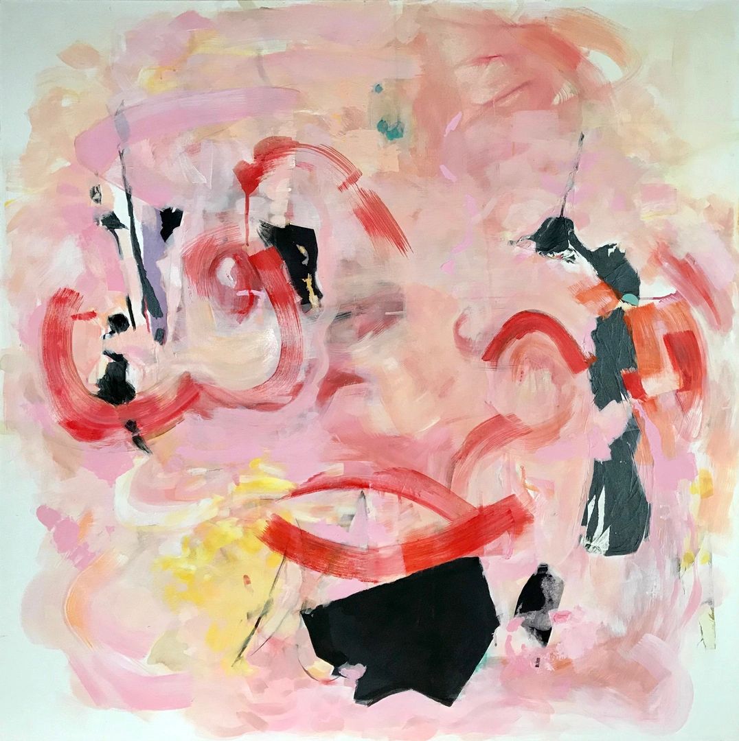 
abstract painting with pink,on canvas