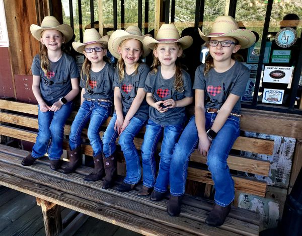 Five girls on a bench