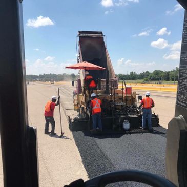 Our crew laying asphalt at the BNSF Railroad Hub in Memphis