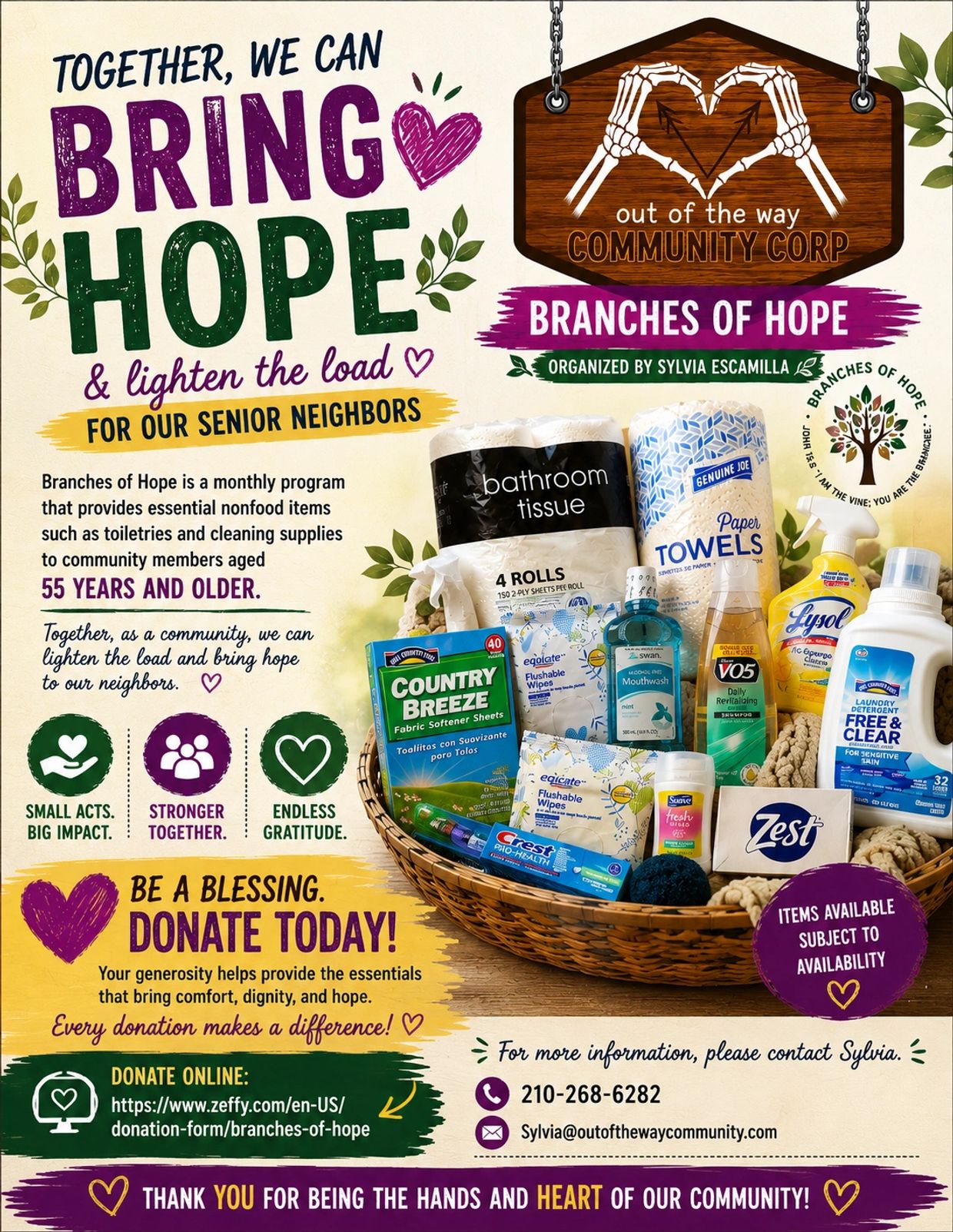 Flyer promoting Branches of Hope program for senior neighbors.