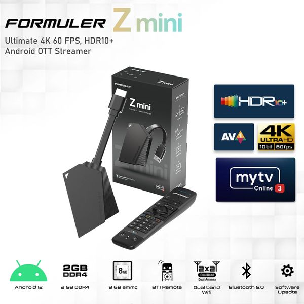 Formuler Z mini 4K Android OTT streamer with remote.