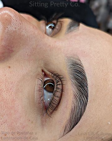 Woman with a eyelash lift service. Lash lift