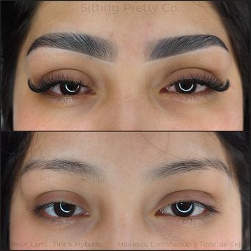 Woman withe eyebrow lamination and henna tint