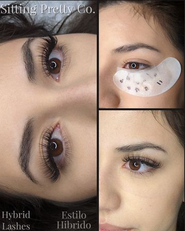 Woman with hybrid eyelash extensions