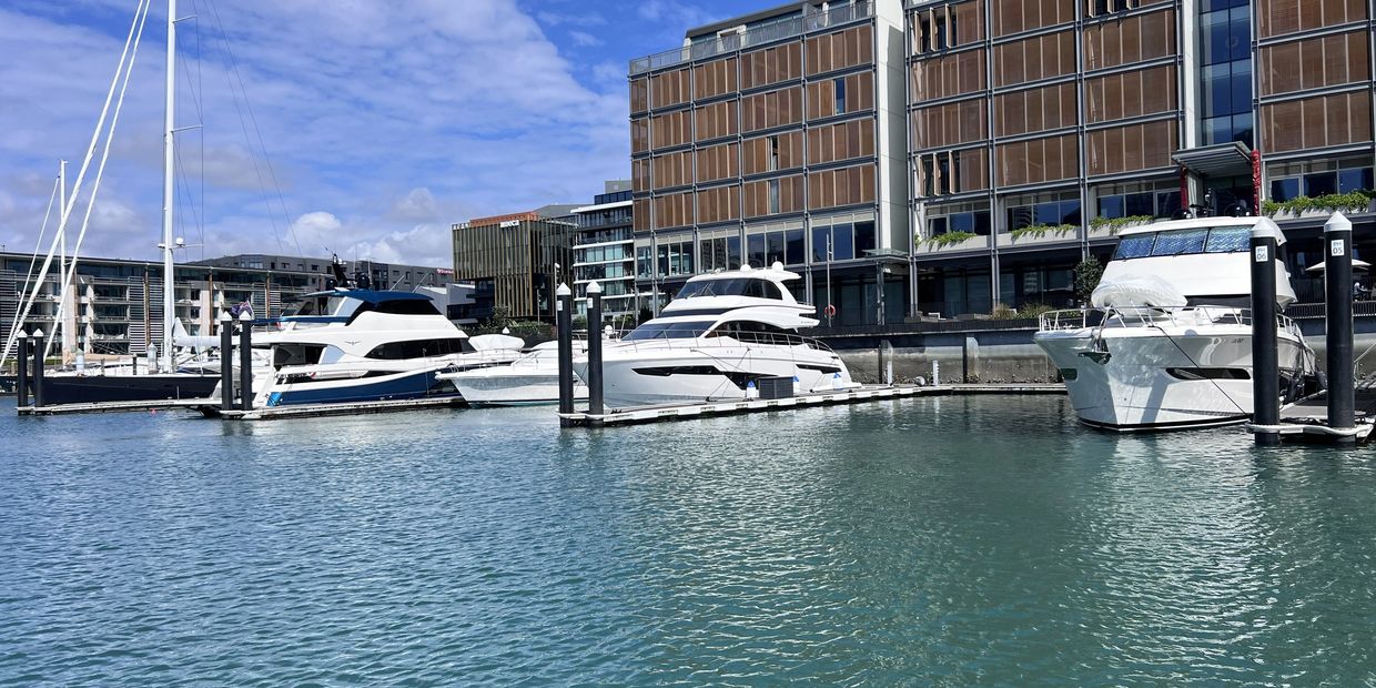 A picture showing luxury yachts at Auckland's Viaduct harbour