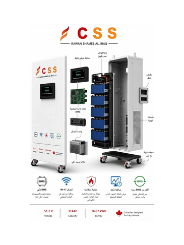 مكونات بطارية الليثيوم CSS مع نظام BMS الذكي ونظام التبريد