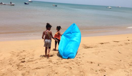 Kids on the beach, Little Corn Island.