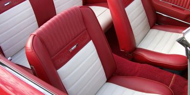 1964 Mustang Red Leather Pony Seats