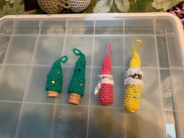 crochet critters; crochet ornaments; crochet tree ornaments; crochet gnome ornaments