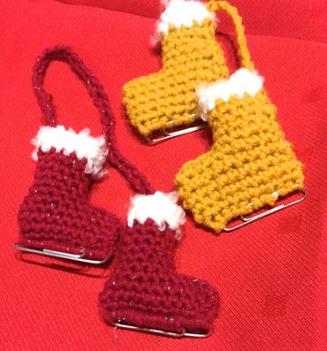 crochet critters; crochet skate ornaments; skate ornaments; crochet ornaments