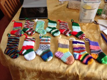 crochet critters; crochet ornaments; crochet stocking ornaments