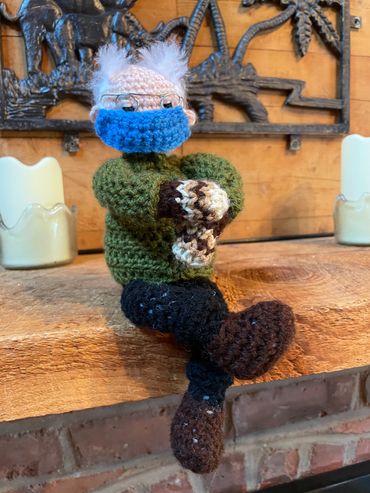 crochet critters;Bernie with mittens; 