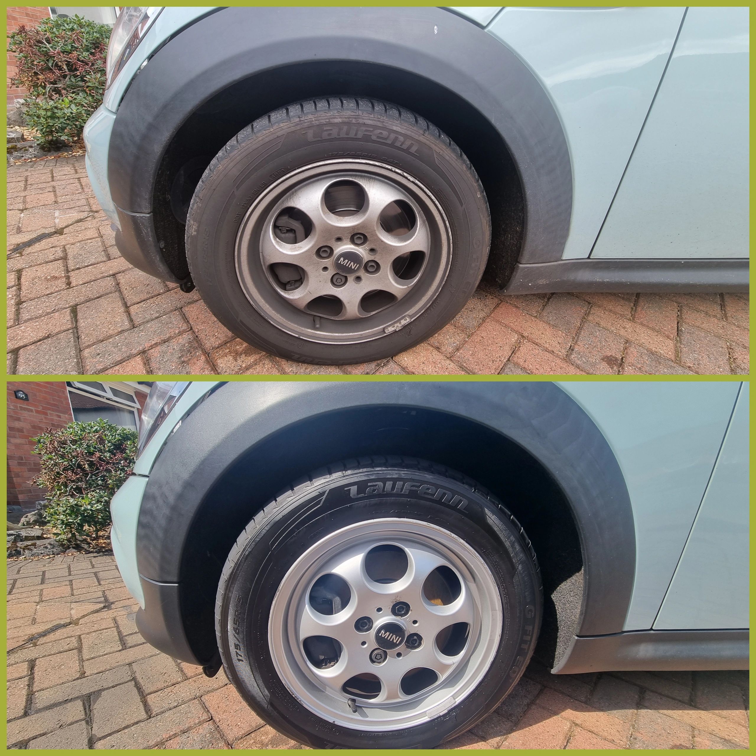 Before and after Mini wheels 