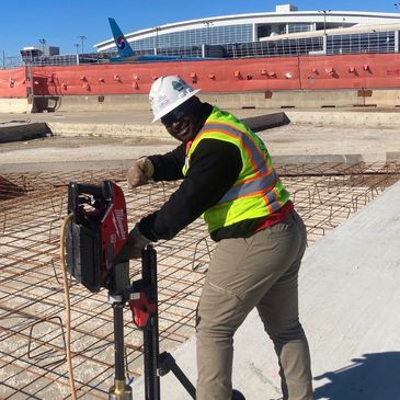 Sampling of concrete at the Dallas Fort Worth International Airport.