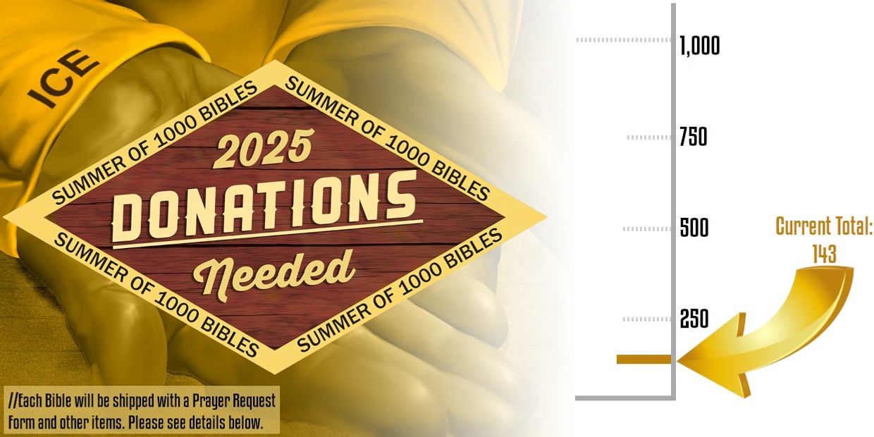 Beautiful fundraiser graphic for Bible Ministry for Prisoners. (Inmate hand stretching forward)