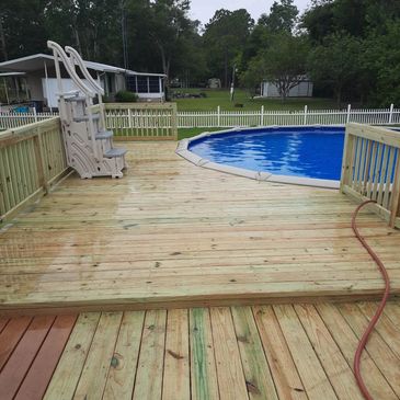 Above ground pool deck