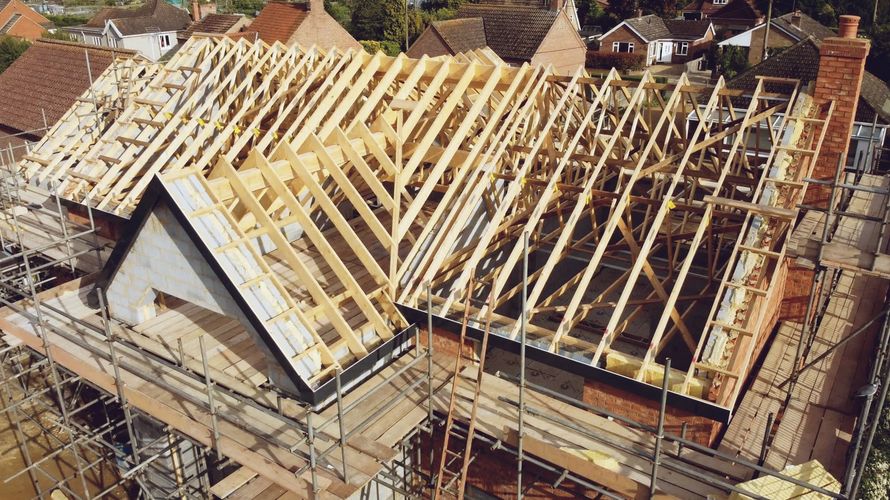 Complex roof trusses installed