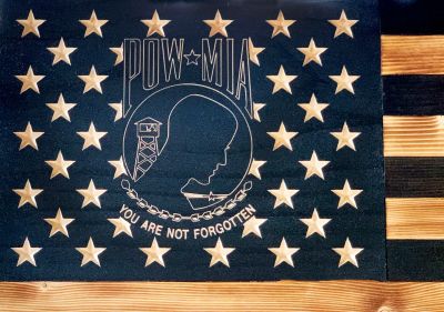 POW - MIA wooden flag