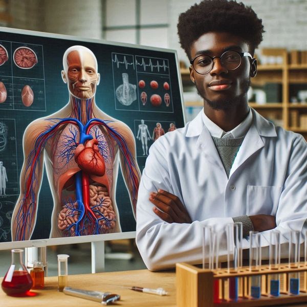 Estudante em laboratório de fisiologia