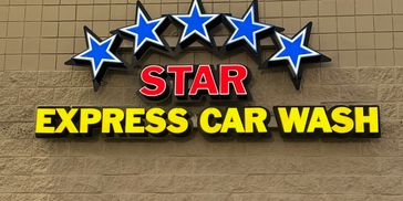 Star express car wash logo on the wall