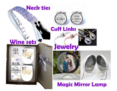 custom wedding gifts, custom cuff links, wine set jewelry