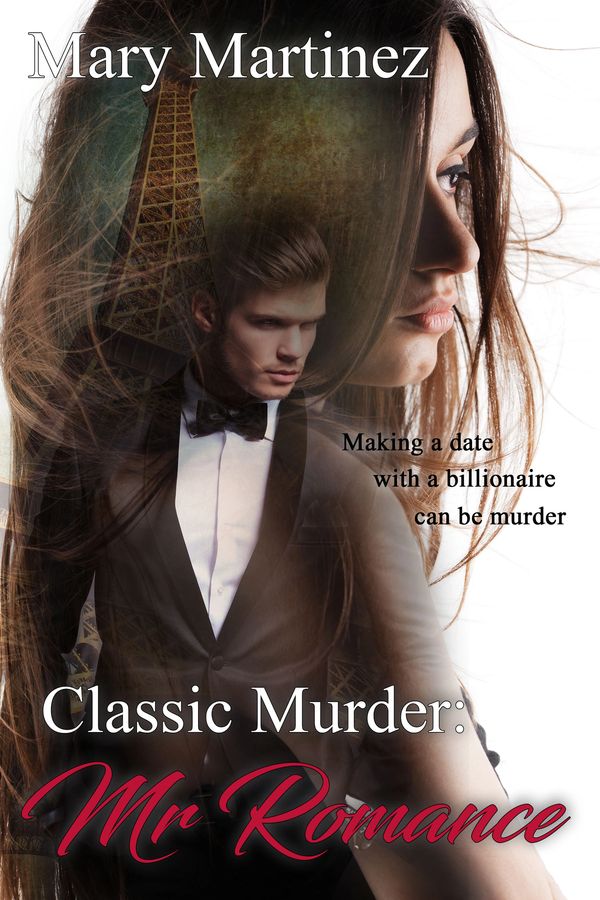 Book cover featuring a woman and a man with the Eiffel Tower, titled 'Classic Murder: Mr Romance'.