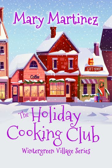 Snowy Wintergreen Village with cozy shops in holiday spirit.