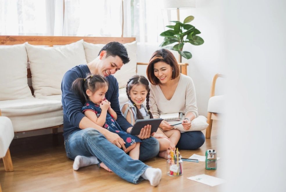 connected secure family relationships in a safe home engaged in counselling support.