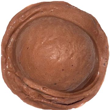 Top view of creamy chocolate mousse in a bowl.