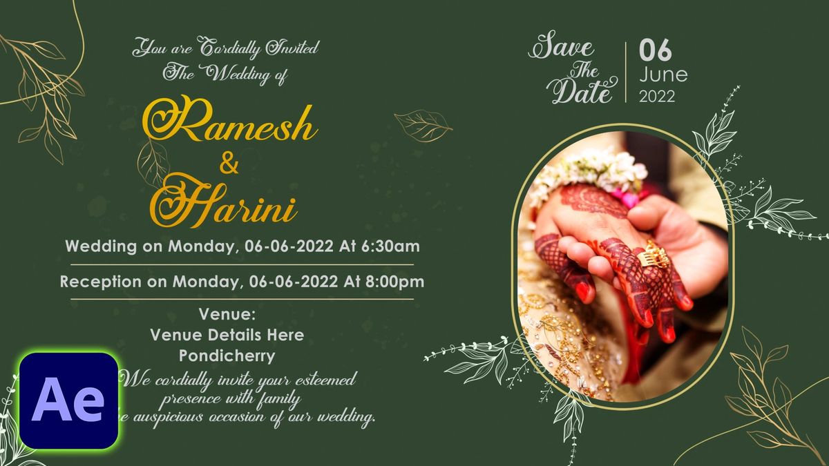 FREE AE Animated Ecard Template 05 | Whatsapp Invitation | 30 Sec