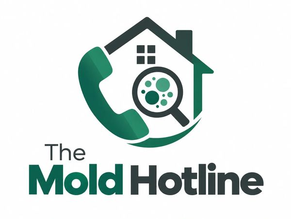 Logo of The Mold Hotline with a phone and house.