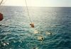 Tom DeBruyckere on Rope Swing during cruise 1989