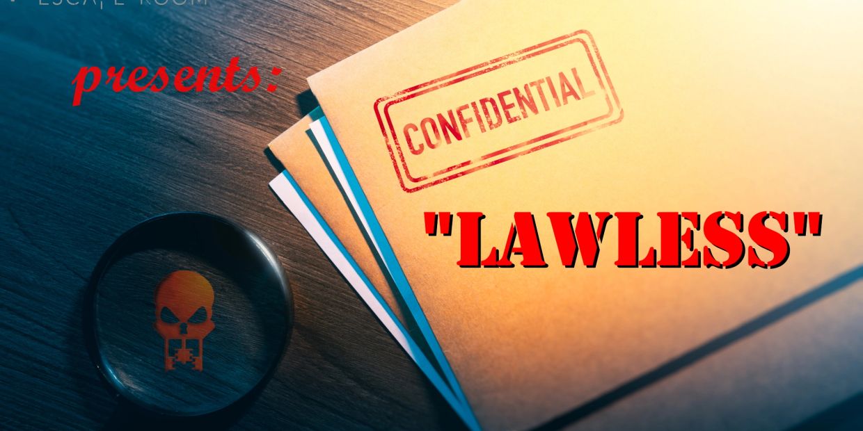 Lawless Mega Game for team building and events. A portable Escape Room for large groups.