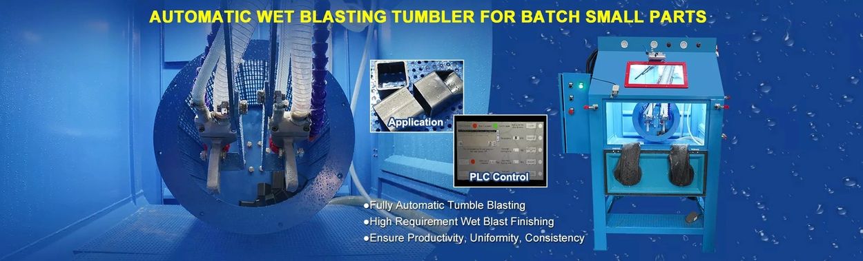 Automatic Wet Blasting Tumbler – precision wet blasting for small parts and batch finishing.