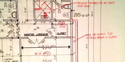 marked up blueprints