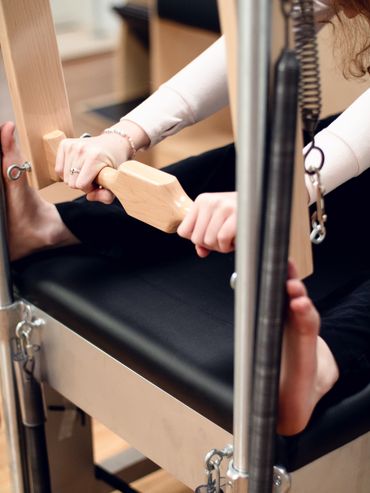 Close up of hands and feet in push throughs