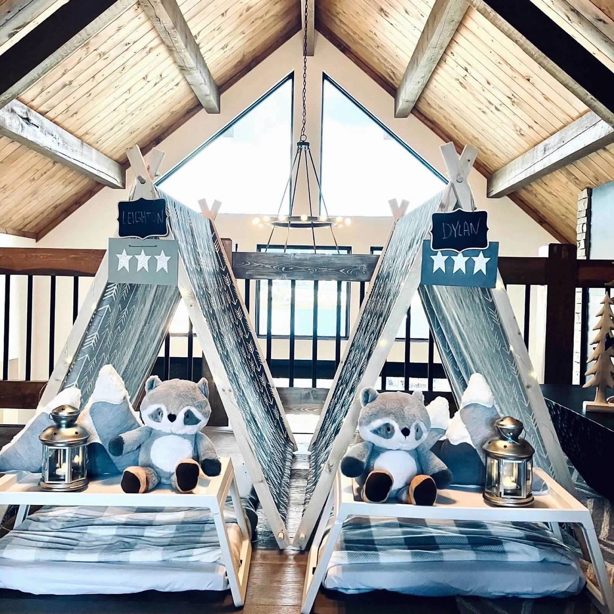 Glamping sleepover tents airbnb set up by Andover, KS company