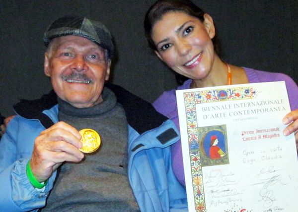 Claudia Lugo, José Luis Cuevas at bienal internacional lorenzo il magnifico Award painting on paper