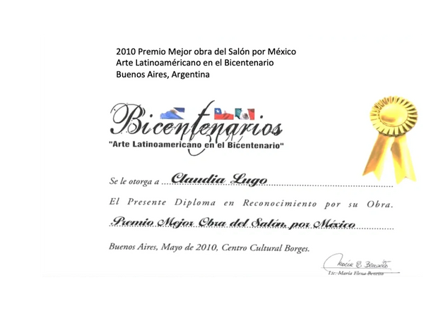 Claudia Lugo visual artist Exhibition of knitted wire sculptures International award Argentina