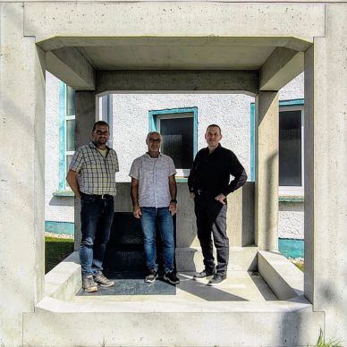 Henrik Lange, Volker Stelzig und Andreas Zanni in der Ausstellung bei BBW Weissensee. Von LnR