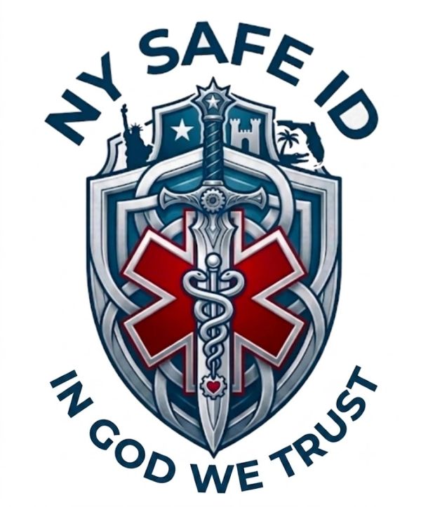 Logo with medical and patriotic symbols.
