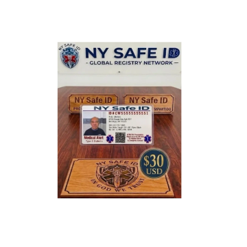 NY Safe ID card with display stand and $30 price tag.