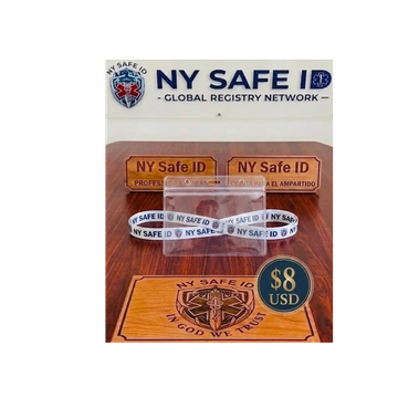 NY Safe ID wristbands and cards display with price.