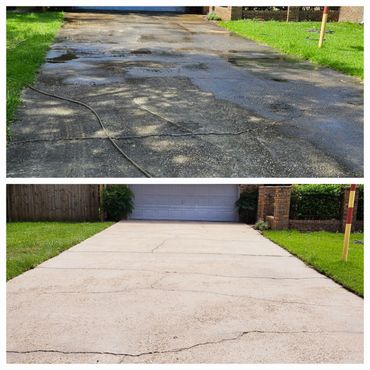 Before and after pic of driveway cleaning.