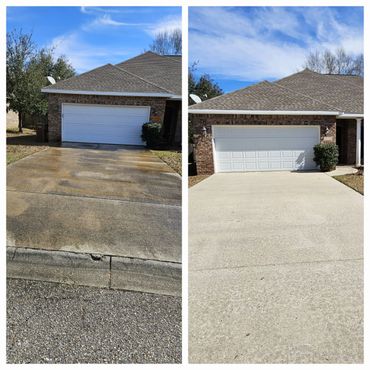 Before and after pic of concrete cleaning.